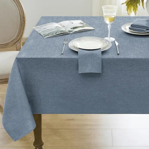 Vista 17 de Softalker Mantel pequeño rectangular con textura de lino de 52 x 70 pulgadas, para exteriores, resistente a las manchas y a las arrugas, decorativo
