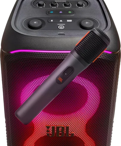 Vista 3 de JBL PartyBox Micrófono Inalámbrico - 2X Micrófonos Inalámbricos Digitales, Batería Recargable (20hrs - 700mAh), Voz Clara, Sonido Nítido, Conexión