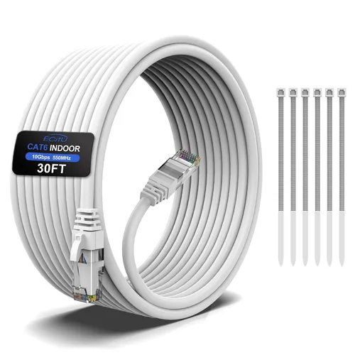 Vista 13 de Cable Ethernet Cat6 de 30 pies, cable de conexión Cat 6, cable de Internet Cat6, cable de red UTP, para interiores y exteriores, PoE, 24AWG CCA