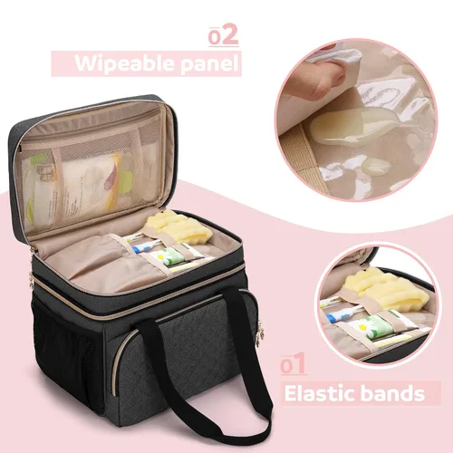 Vista 2 de Luxja Bolsa de extractor de leche de doble capa compatible con Spectra S1 y S2, bolsa de bomba para extractor de leche y piezas adicionales, solo