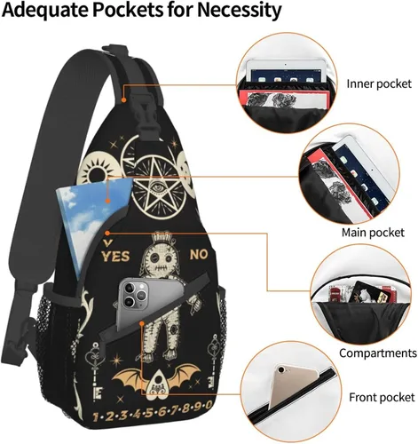Vista 4 de BCQJNB Mochila tipo bandolera bandolera para viajes, senderismo, regalos, gótico