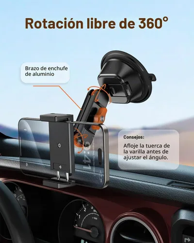 Vista 2 de A2C Soporte de teléfono con ventosa resistente con brazo y abrazadera de aleación de aluminio, soporte de teléfono de succión al vacío de 66 libras