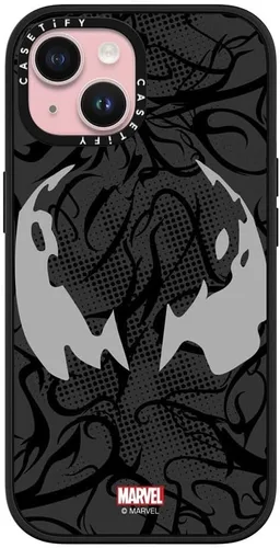 Vista 9 de CASETiFY Impact - Funda para iPhone 13 [Spider-Man Co-Lab / protección contra caídas de 6.6 pies] - Máscara Venom - Negro transparente Spider Man
