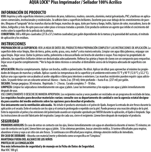 Vista 11 de INSL-X Aqua Lock Plus - Sellador de imprimación 100% acrílico a base de agua, bloqueo de manchas, blanco, 1 cuarto de galón