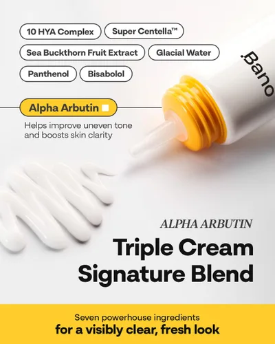 Vista 5 de Bano Alpha Arbutin Triple Cream - Hidratante facial iluminador con alfa arbutina y niacinamida Ácido hialurónico hidratante Cuidado de la piel