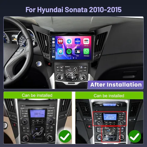 Vista 2 de 4+64G Android 15 Estéreo de coche para Hyundai Sonata 2010-2015 Carplay inalámbrico Android Auto 9 "IPS pantalla táctil Radio del coche 32 Banda EQ