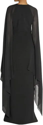 Vista 2 de XUQIJEHABI Vestido largo de noche formal con cuello redondo y manga acampanada para mujer