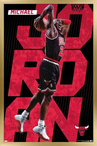 Vista 17 de Trends International Michael Jordan - Póster de pared a rayas, 14.725 x 22.375 pulgadas, versión enmarcada de madera de granero