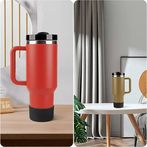 Vista 6 de Funda protectora de silicona para Stanley Quencher H2.0, vaso de 40 onzas y 30 onzas con asa y Stanley IceFlow de 20 onzas, 30 onzas, funda Negro