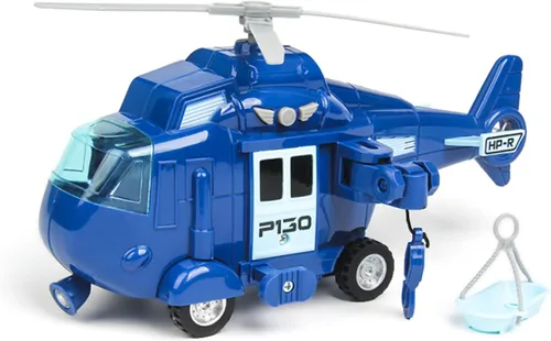 Vista 8 de OMGTOY Helicóptero militar, avión de la fuerza aérea de juguete con cesta colgante luces y sonidos para niños (negro)