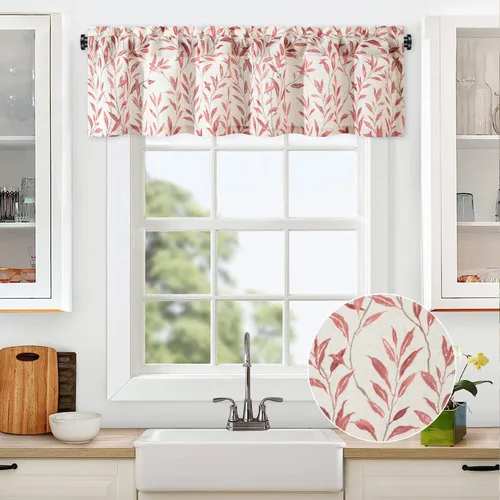 Vista 28 de VOGOL Cortinas de cenefa de jacquard dorado con diseño de flores de lujo para dormitorio, sala de estar, comedor, 52 x 14 pulgadas, 1 panel, negro