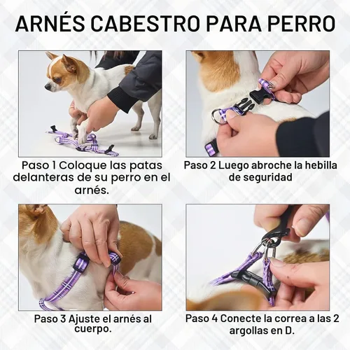 Vista 6 de BEAUTYZOO Juego de arnés y correa para perro, arnés ajustable para cachorros, chaleco de nailon suave a prueba de escapes con doble anillo en D