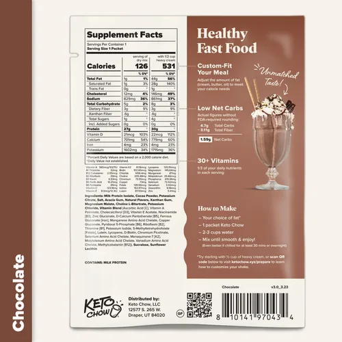 Vista 2 de Keto Chow Suplemente bajo en carbohidratos para batidos, nutrición completa para dieta keto