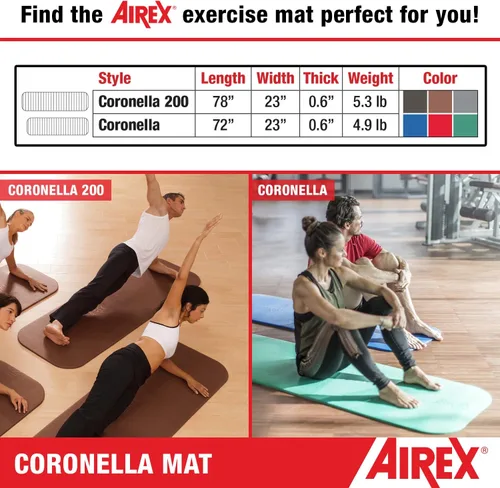 Vista 6 de AIREX Tapete oficial de Coronella – Esterilla de entrenamiento en casa para rehabilitación, entrenamiento de fuerza, aeróbicos, fitness acuático
