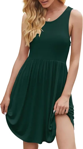 Vista 3 de HiMONE Women's 2023 Sleeveless Loose Plain Dresses Casual Short Dress with Pocket
