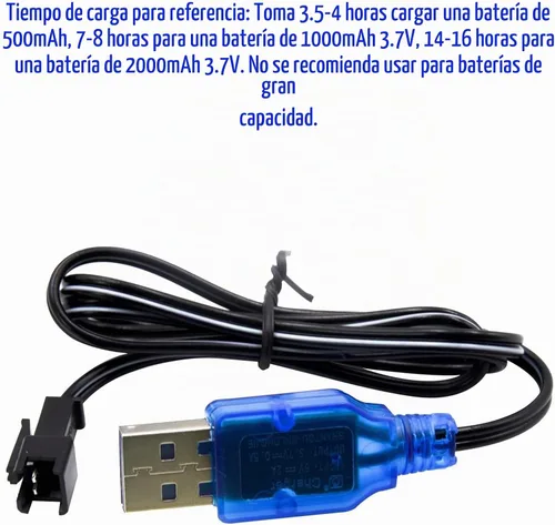 Vista 5 de Blomiky Paquete de 2 cables de carga de batería de litio de 3.7 V 0.5 A con enchufe negro SM-2P para algún tipo de mini RC anfibio acrobacias auto