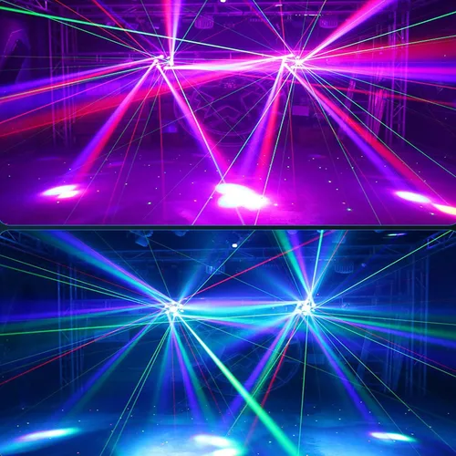 Vista 4 de JUNMAN 6 Cabezas Luz de LED de Efecto Móvil Cabeza de Abeja Luz de Lavado para DJ, Iluminación de Escenario de Discoteca con Tira de LED, Paquete