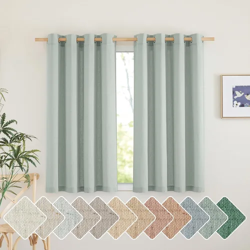 Vista 207 de NICETOWN - Cortinas de lino angora para ventana de cocina sobre el fregadero, con ojales, lino grueso angora, tratamientos cortos para ventanas