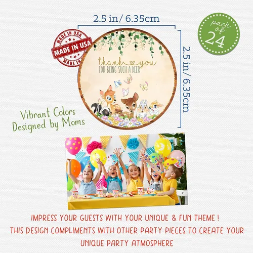 Vista 2 de Silly Goose Gifts Oh Deer - Juego de calcomanías de invitación para decoración de fiesta de baby shower con temática de Bambi (calcomanía favorita)