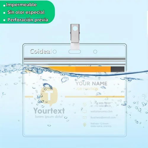Vista 4 de Coideal - Soporte horizontal de plástico transparente para insignia, 12 unidades, protector grueso para tarjetas de identificación, funda