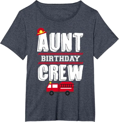 Vista 85 de Aunt Birthday Crew Fire Truck Fireman - Camiseta para fiesta de acogida, Negro, S