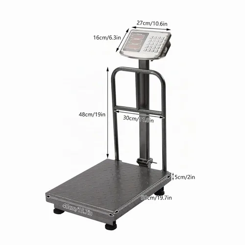 Vista 8 de Báscula de plataforma industrial de 660 libras con barandilla extraíble LB/KG para computación de peso, báscula digital, báscula de plataforma
