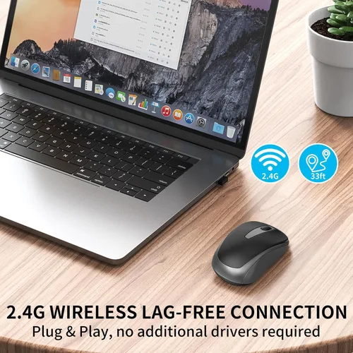 Vista 2 de Ratón inalámbrico ergonómico pequeño, silencioso USB inalámbrico para computadora, color negro Suitable for Small to Medium-Sized Hands, Quiet
