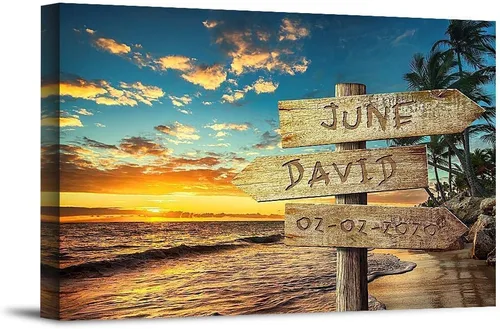 Vista 16 de Bosque Otoñal Foto o Impresiones en Lienzo Personalizadas Únicas con Nombres de la Pareja y Fecha Especial en Letrero, Regalo Perfecto