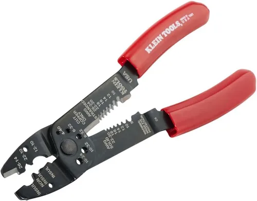 Vista 4 de Klein Tools 1001 Herramienta multiusos, fabricada en EE. UU., pelacables / cortador de alambre / crimpadora para 8-22 AWG, herramienta multiusos