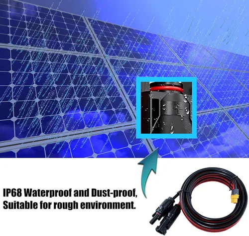 Vista 4 de Cable de extensión solar a XT60 de 10 pies, 10 AWG, conector de panel solar a adaptador XT60, cable de carga compatible con EcoFlow River y Delta 2