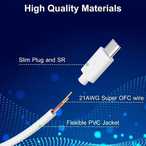 Vista 2 de Paquete de 2 cables de alimentación de extensión USB a micro USB de 20 pies, cable de carga largo, 21 AWG OFC, cobre sin oxígeno, compatible