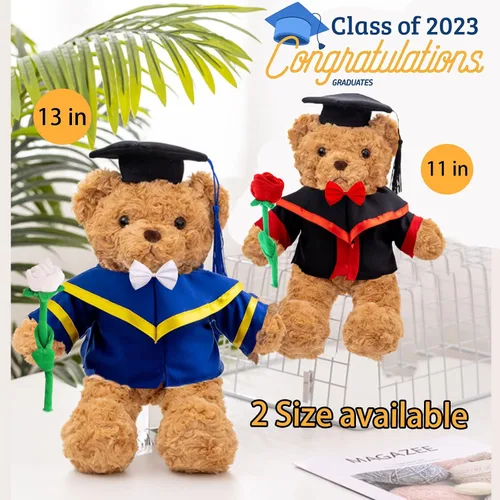 Vista 4 de Oso de peluche personalizado con foto + texto, oso de graduación con rosa + lazo como oso personalizado para el día de graduación 2023, regalo