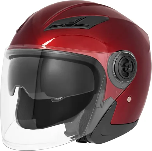 Vista 9 de SanQing Casco de motocicleta de cara abierta 3/4 aprobado por DOT con doble visera solar unisex para adultos para scooter, crucero, chopper