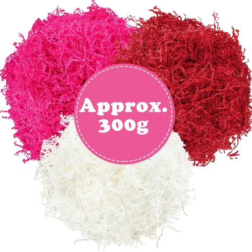 Vista 2 de JarThenaAMCS 10.6 onzas de papel de corte arrugado para el día de San Valentín, relleno de cajas rojas, blancas y rosas, papel de relleno de 3