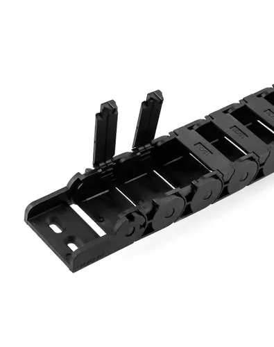 Vista 5 de QWORK R28/38 - Cadena de arrastre de cable de plástico negro semicerrada de 0.591 in x 1.181 in, paquete de 4 unidades de 3.3 ft de longitud
