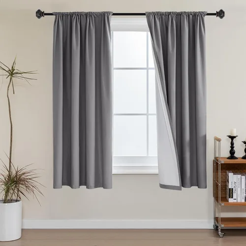 Vista 29 de H.VERSAILTEX Cortinas 100% de opacidad para cocina, con aislamiento térmico, cortinas opacas completas con forro blanco, cortinas de eficiencia