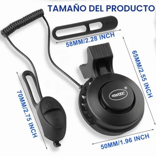 Vista 6 de Bocina eléctrica para bicicleta, mini timbre de bicicleta de 100 dB con 4 modos de sonido, recargable por USB e impermeable, ideal para bicicletas