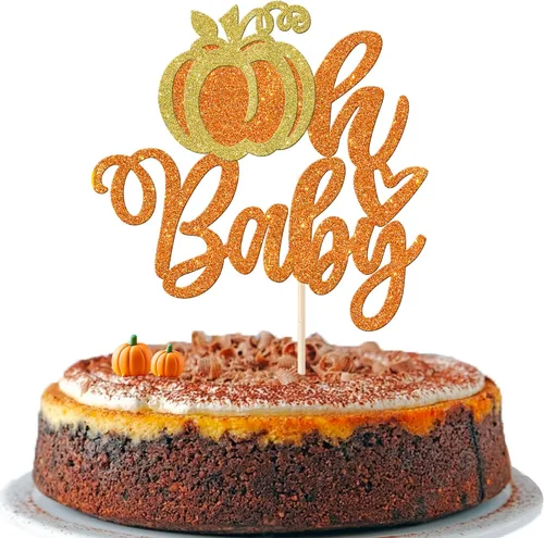 Vista 14 de Rsstarxi Paquete de 36 adornos para cupcakes de calabaza pequeña, revelación de género, baby shower, fiesta, decoración de tartas, calabaza