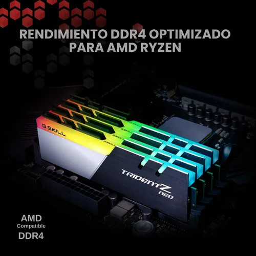 Vista 2 de G.SKILL Trident Z Neo Series DDR4 RAM (XMP) 32GB (2x16GB) Hasta 3600MT/s* CL16-19-19-39 1.35V Intel AMD Memoria de computadora de escritorio U-DIMM