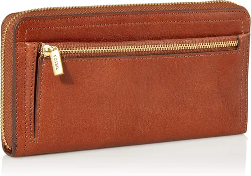 Vista 2 de Fossil Logan RFID - Cartera de piel con cierre para mujer con correa de muñeca