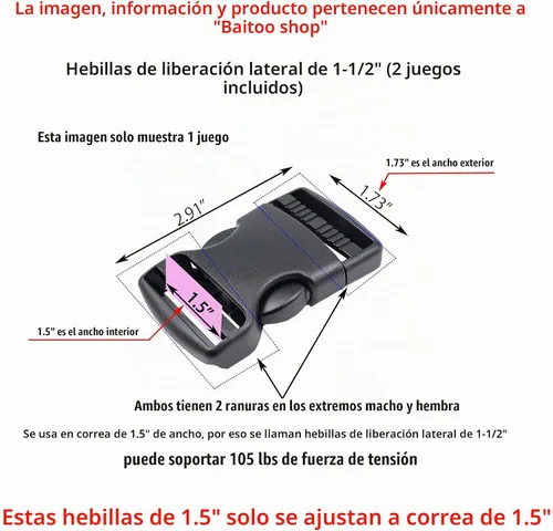 Vista 7 de Hebillas de liberación lateral Hebilla de plástico resistente Clips broches Mochila Hebilla Reemplazo para correa