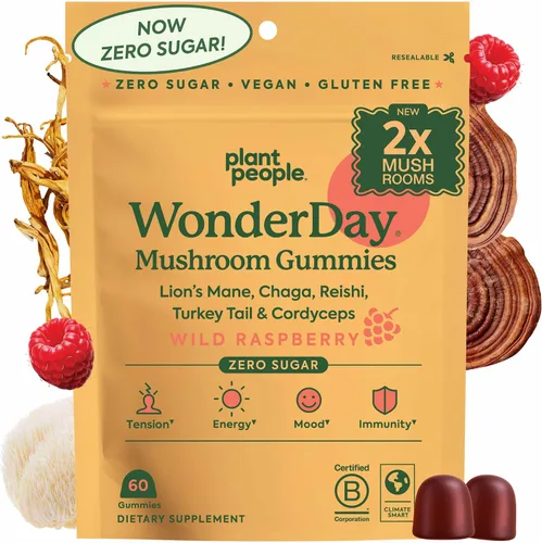 Vista 11 de Plant People WonderDay - Gomitas de hongos, melena de león, Cordyceps, suplemento de hongo Chaga para apoyar el sistema inmunológico, desestresar