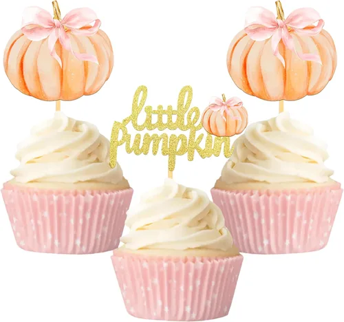 Vista 16 de Pumpkin Oh Baby - Decoración para cupcakes con temática de calabaza, para baby shower, cumpleaños, Acción de Gracias, Halloween, fiesta, suministros