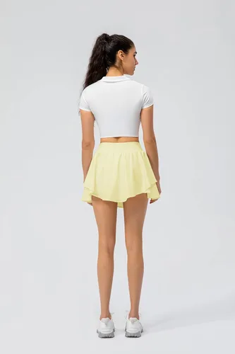 Vista 3 de Falda de tenis para mujer, falda pantalón de golf, faldas atléticas con pantalones cortos, faldas de cintura alta, bolsillos, correr, gimnasio