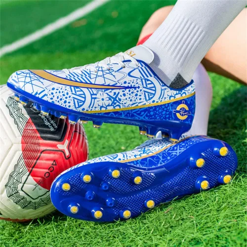 Vista 5 de KAEAEILSS Botas de fútbol para hombre, zapatos de fútbol, zapatos de punta, zapatos cómodos para adultos, atléticas, al aire libre