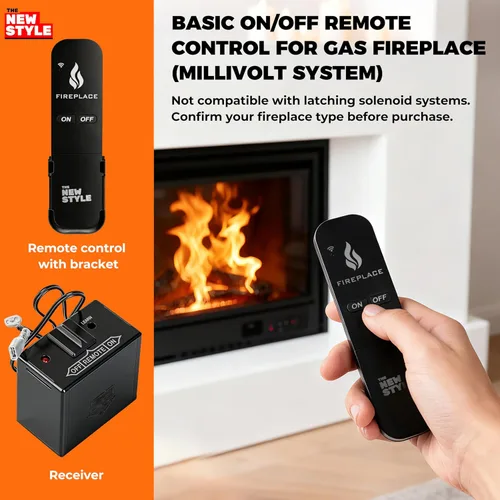Vista 5 de Kit de control remoto para chimenea de gas, control remoto de encendido/apagado, para sistema de válvula de milivoltio, reemplazo para skytech