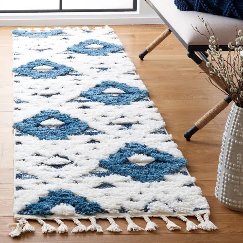Vista 74 de SAFAVIEH Alfombra marroquí con borlas, 2 x 3 pies, marfil y marrón, no desprende pelusa y fácil de limpiar, textura alta y baja, ideal