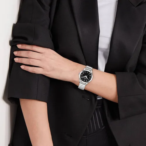 Vista 7 de BOSHIYA Relojes para mujer Easy Reader de 1.181 in de acero inoxidable con banda de expansión plateada dorada para mujer, reloj de pulsera pequeño