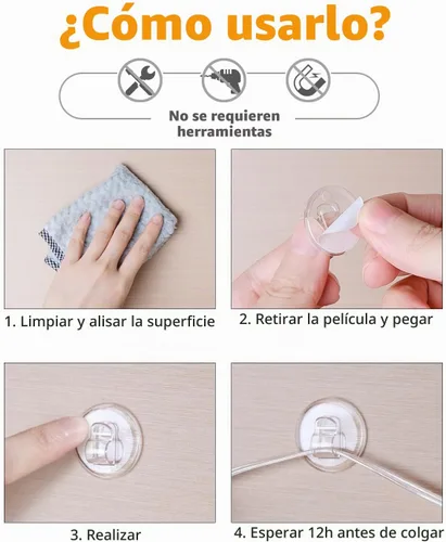 Vista 4 de ispneay - 50 mini clips de luz transparentes pequeños ganchos con tiras adhesivas