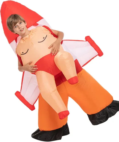 Vista 5 de Spooktacular Creations Disfraz inflable de Halloween para niños, disfraz inflable de cohete - niño